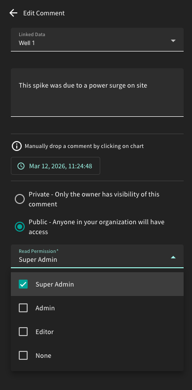 Public comment permissions and role selection