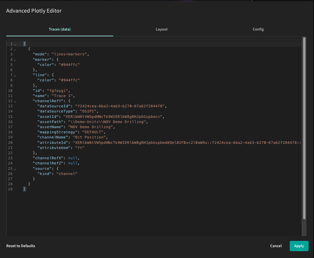 Advanced Plotly Editor with Traces data JSON
